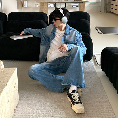 Washed Denim Jacket & Wide Leg Denim Jeans Setup WN24885