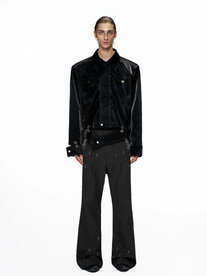 Crocodile Pattern Metal Panelled PU Leather Jacket WN20517