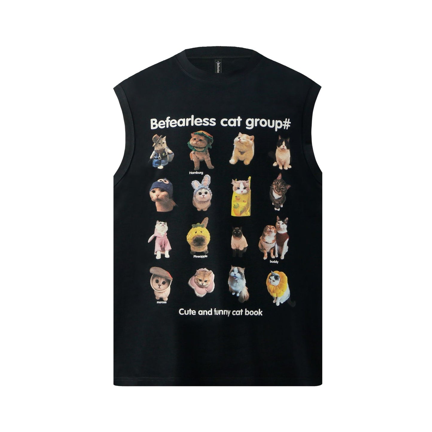 Cat Graphic Letter Sleeveless T-Shirt WN26282