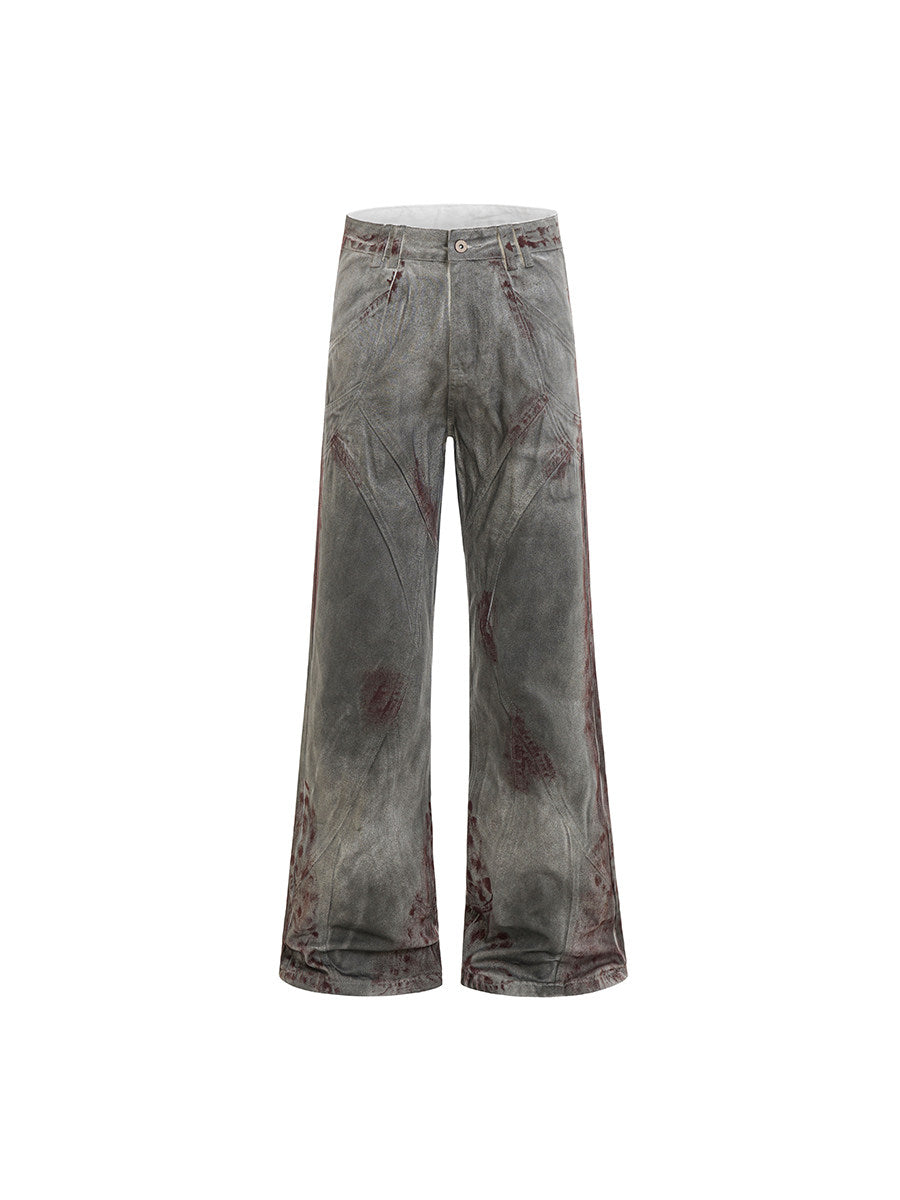 Washed Deconstructed Patchwork Flare Denim Jeans WN24209