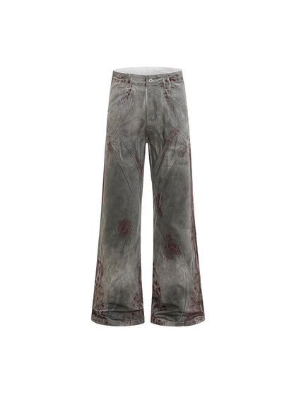 Washed Deconstructed Patchwork Flare Denim Jeans WN24209