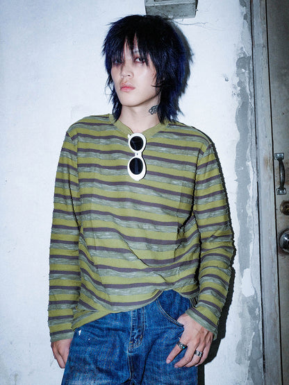 Oversize Stripe Long Sleeve T-Shirt & Short Sleeve T-shirt WN16063