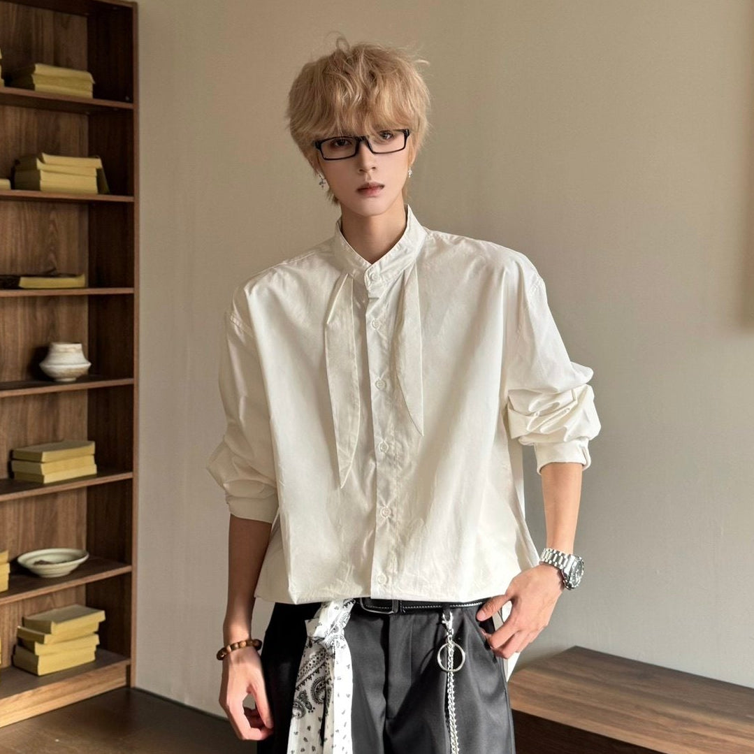 Elegant Scarf Detail Long Sleeve Shirt WN23162