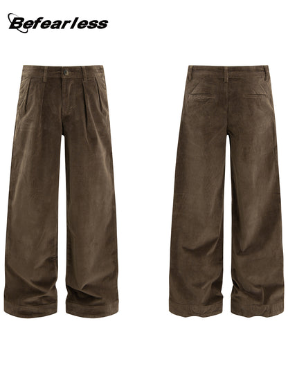 Washed Corduroy Pleats Wide Leg Pants WN26254