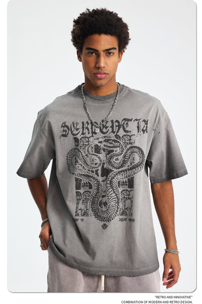 Washed Graphic Print Oversize Short Sleeve T-Shirt WN16248