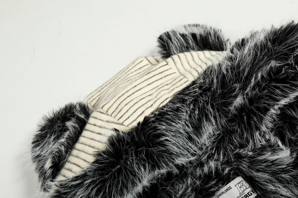 Fake Fur Collar Stripe Zipper Jacket WN28119