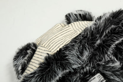 Fake Fur Collar Stripe Zipper Jacket WN28119