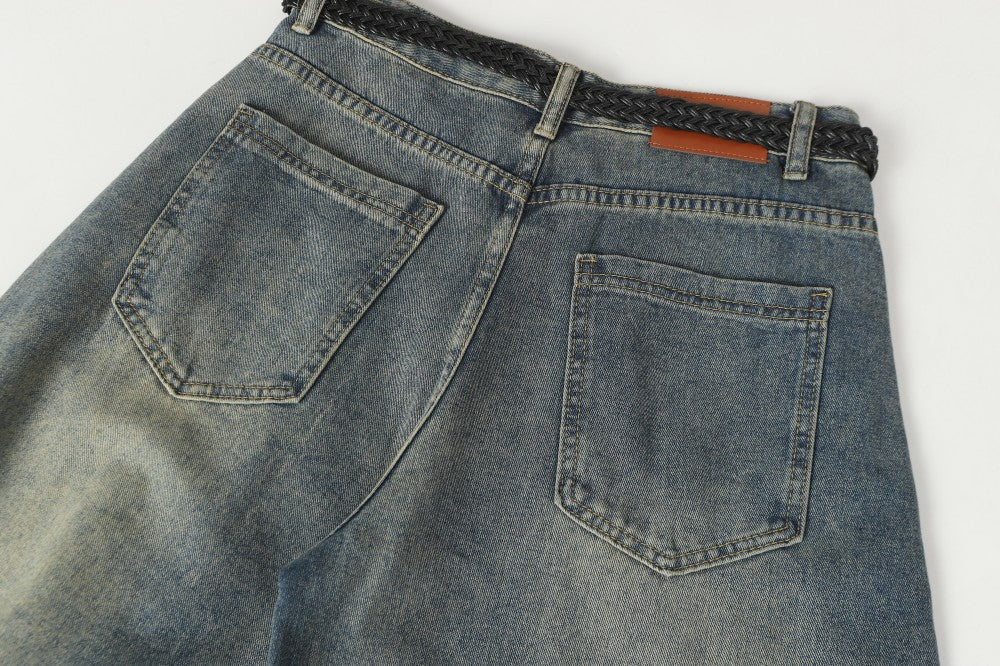 Cargo Pocket Wide Leg Denim Jeans WN27961