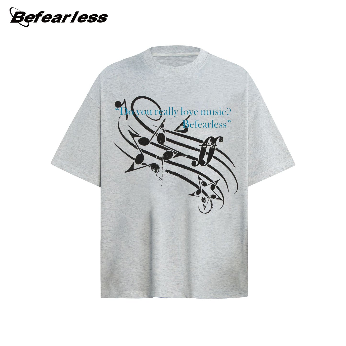 Music Note Print Washed Oversize Short Sleeve T-Shirt WN26237