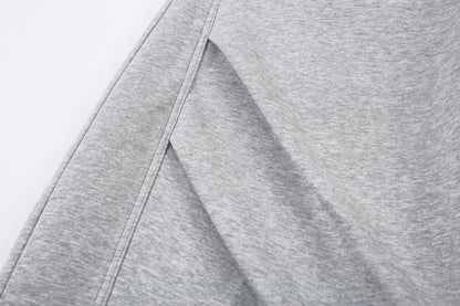 Sporty Curved Pleats Wide Leg Sweatpants WN25695