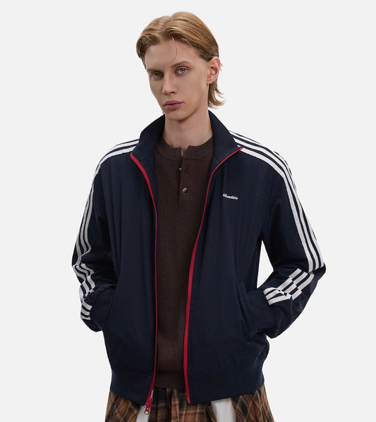 Stripe Contrast Short Zipper Jacket WN21430