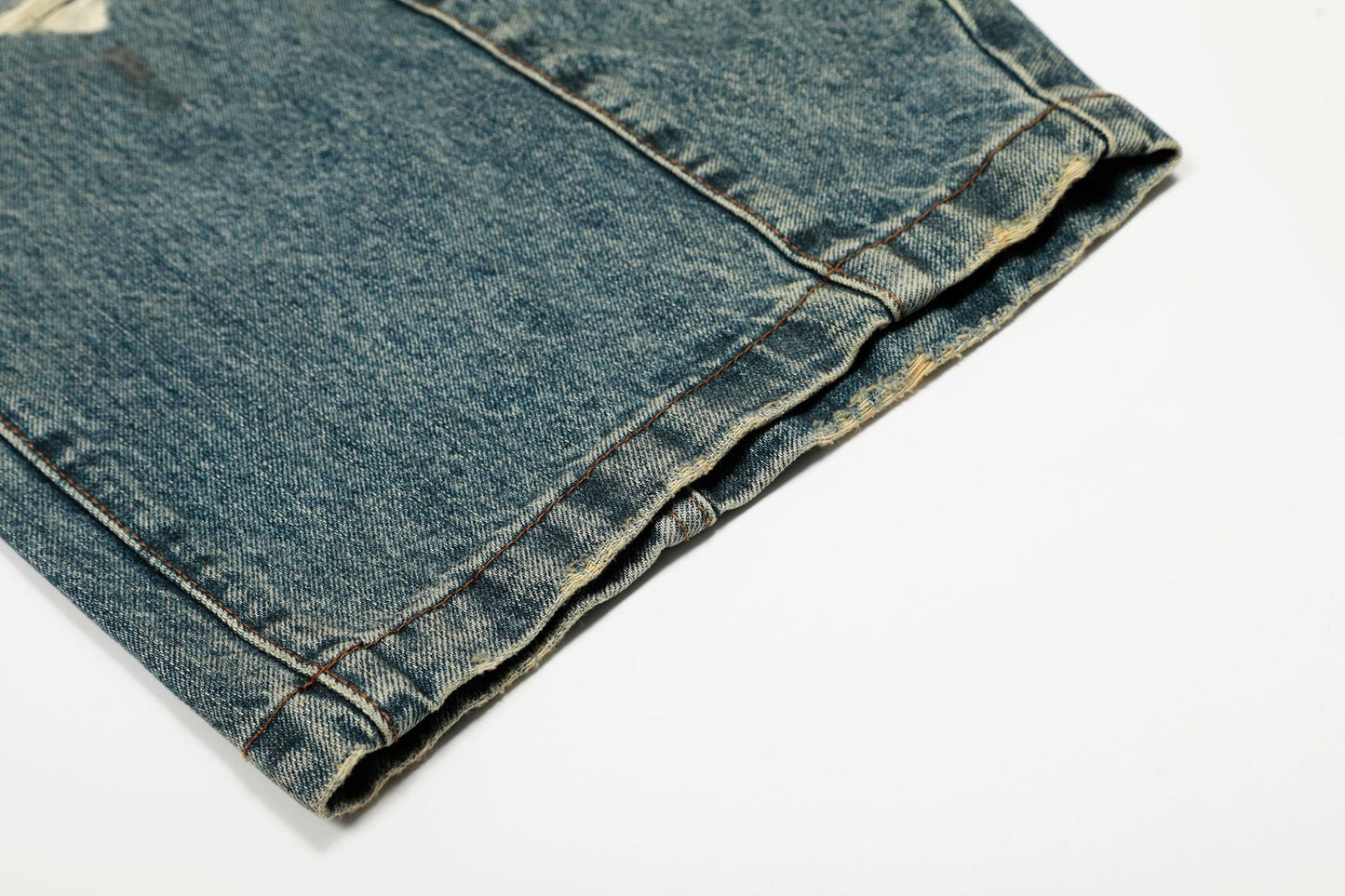 Washed Deconstruction Barrel Denim Jeans WN26067