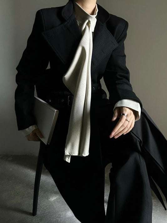 Structured Shoulder Two-Way Wear Standing-Collar Coat WN23123