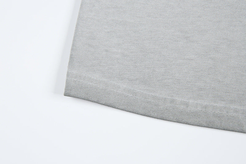 Washed Portrait Letter Print Short Sleeve T-Shirt WN25399