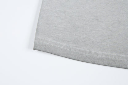 Washed Portrait Letter Print Short Sleeve T-Shirt WN25399