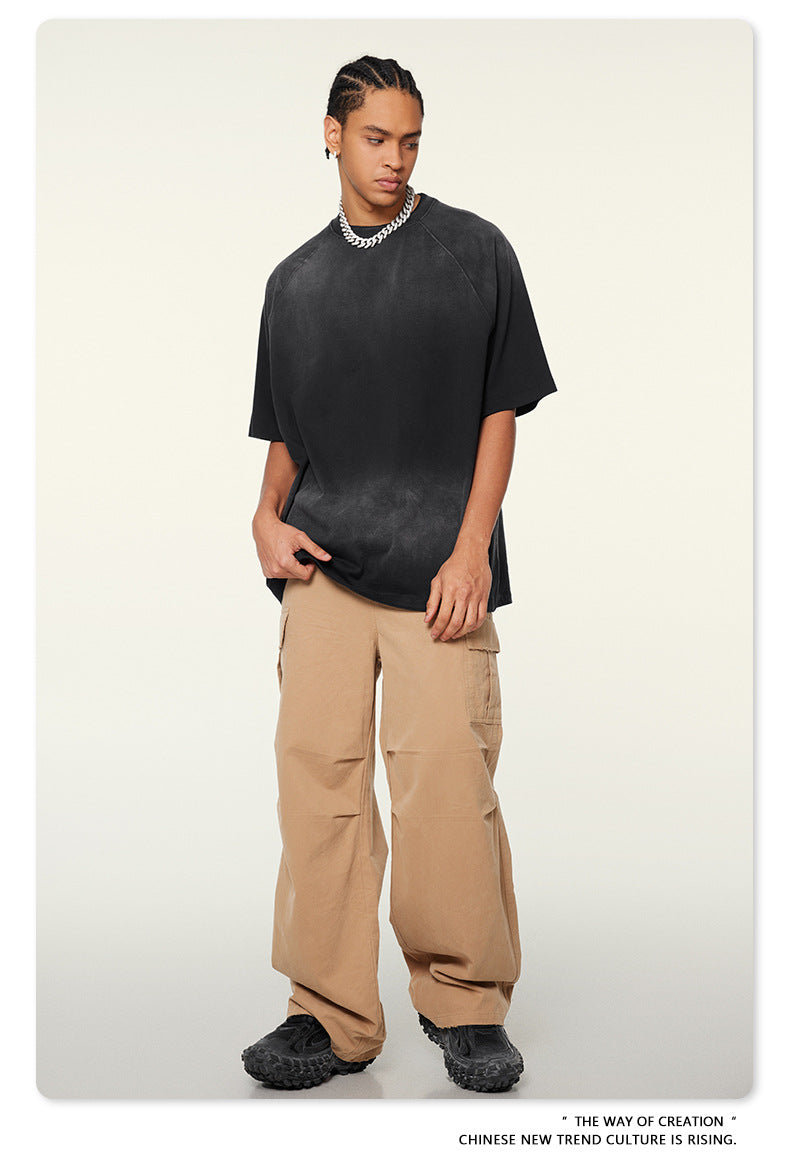 Washed Gradient Raglan Sleeve T-Shirt WN6065