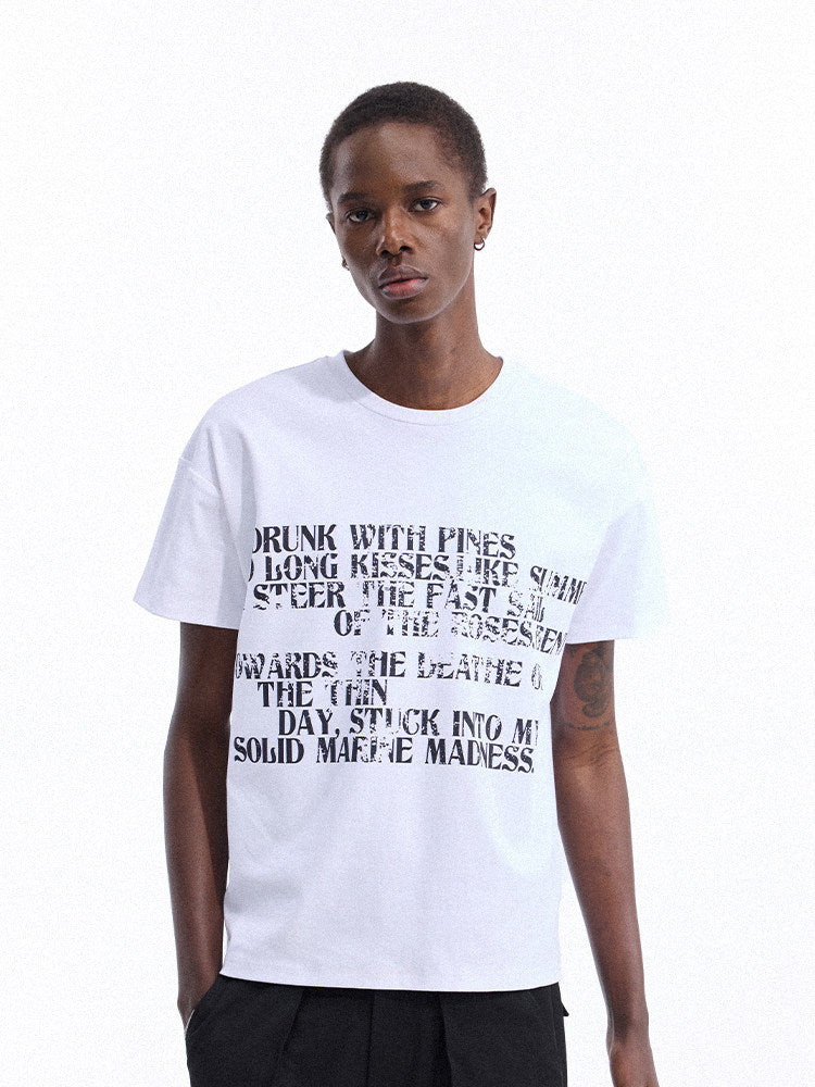Letter Print Cropped Cotton Short Sleeve T-Shirt WN27087