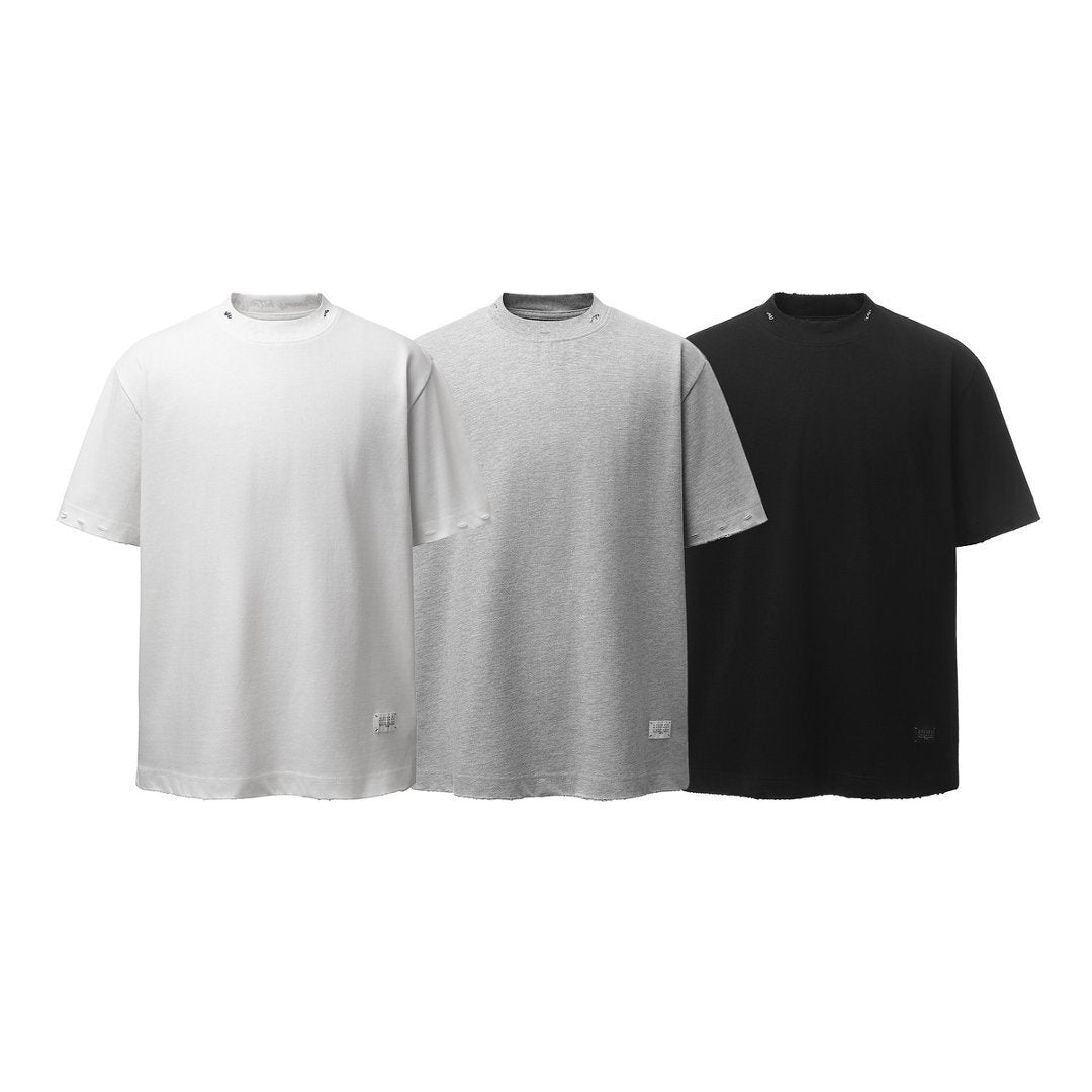 Oversize Damage Plain Short Sleeve T-Shirt WN25472