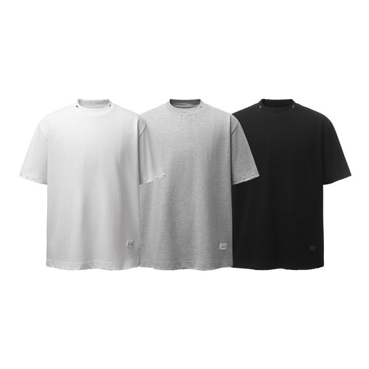Oversize Damage Plain Short Sleeve T-Shirt WN25472