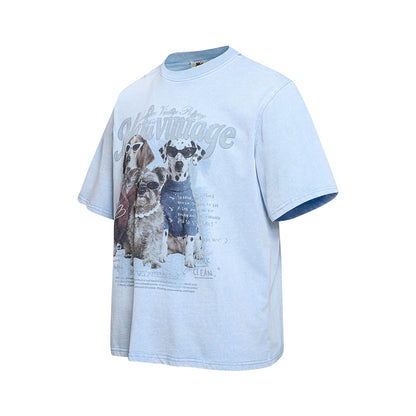 Washed Dog Graphic Cotton Oversize Short Sleeve T-Shirt WN25739