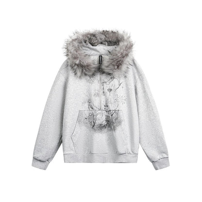 Graphic Print Pullover Hoodie WN27856
