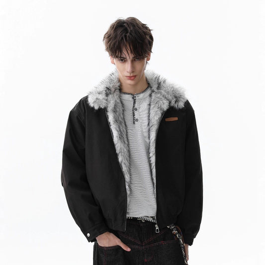 Fake Fur Collar Fleece Lining Puffer Jacket WN21856