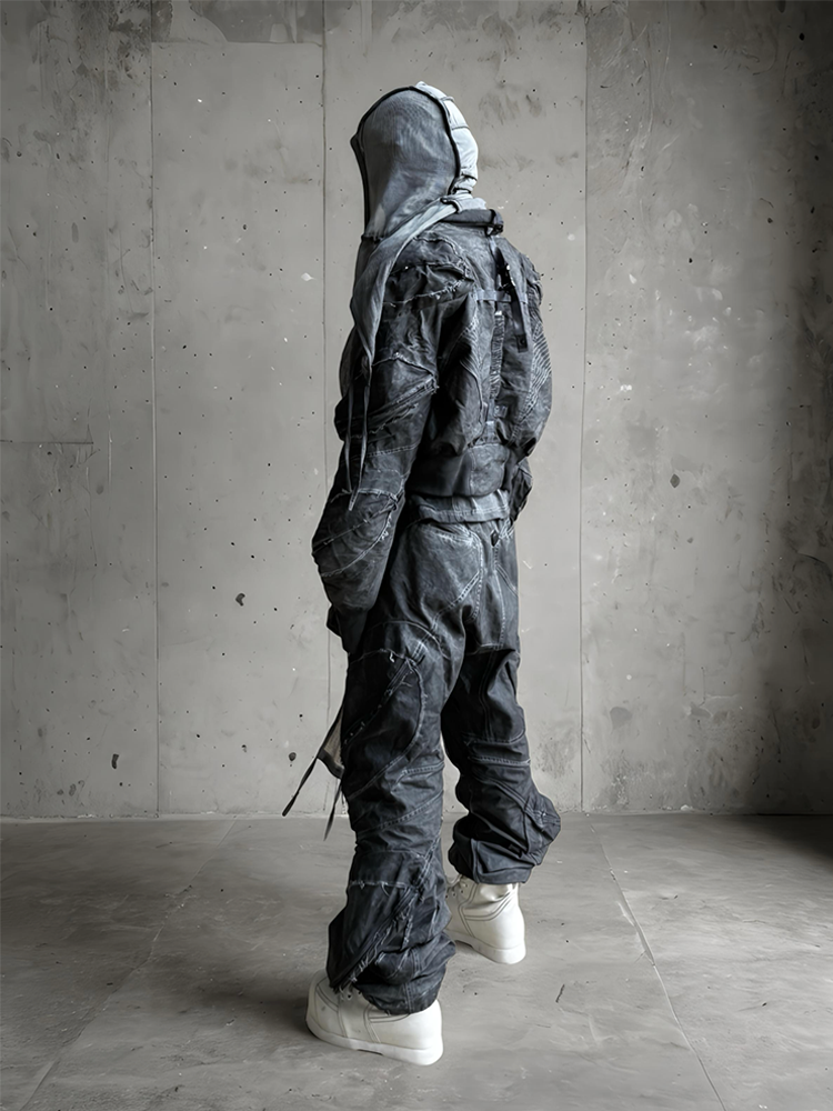 Deconstructed Washed Wide Leg Cargo Pants WN21994