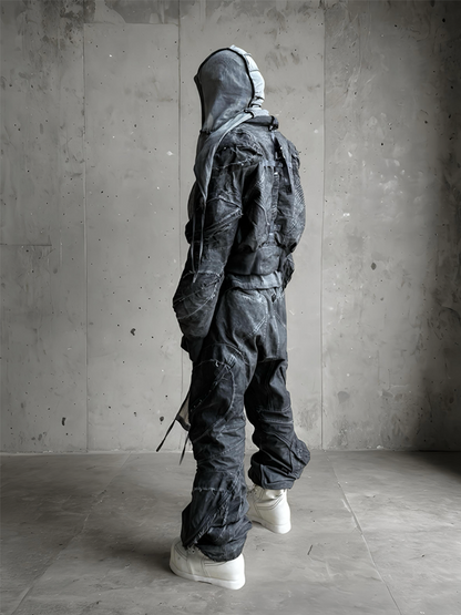 Deconstructed Washed Wide Leg Cargo Pants WN21994