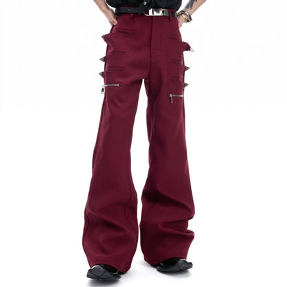 Asymmetrical Metal Zipper Flare Pants WN20682