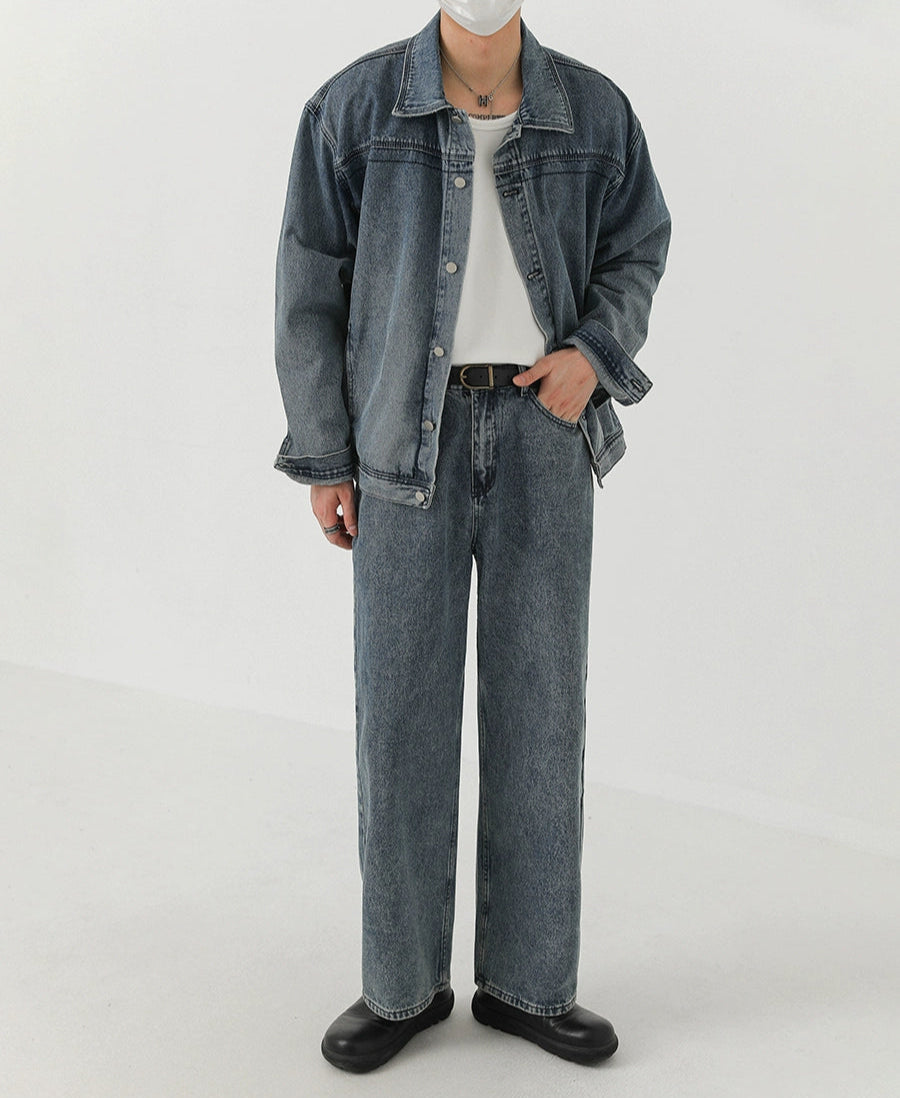 Oversize Denim Jacket & Straight Leg Denim Jeans Setup WN21267