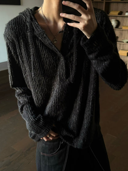 Hooded Drawstring Oversize Soft Knit Sweater WN23151