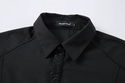 Everlasting Flower Embroidery Deconstructed Short Sleeve Shirt WN26848