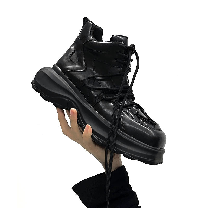 High-Top Chunky Sole Leather Shoes WN19152