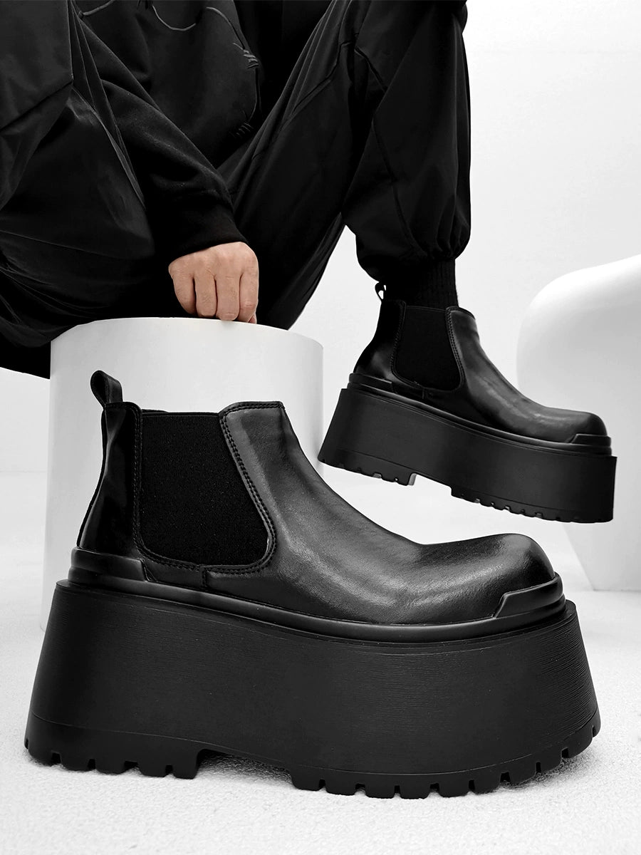 Thick Sole PU Leather Boots WN21273