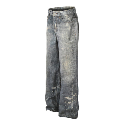 Spray Paint Damage Denim Jeans WN25886