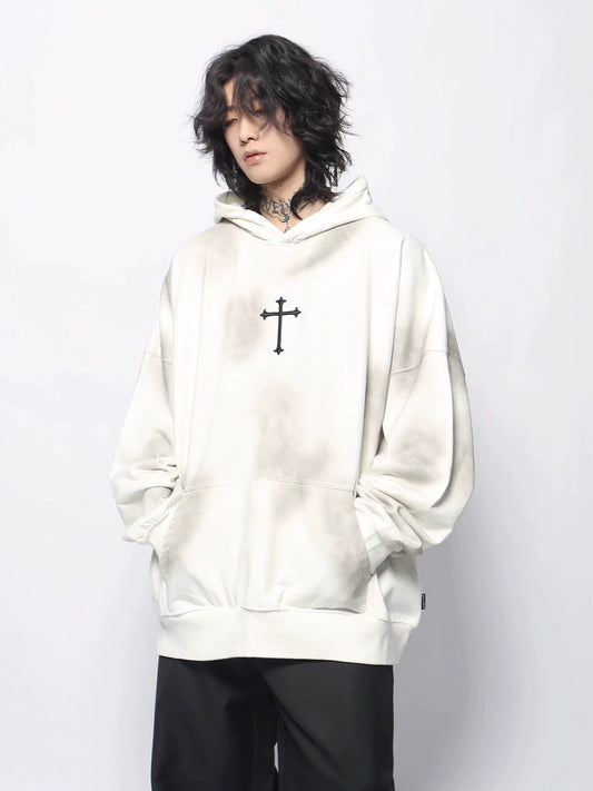 Embroidery Cross Oversize Pullover Hoodie WN13161