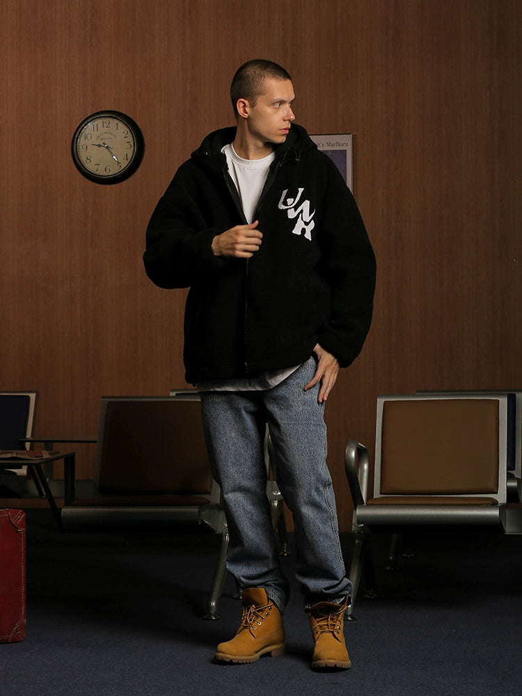 Graphic Letter Design Oversize Zipper Hoodie WN17780