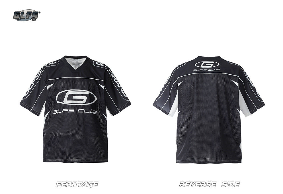 Mesh Sporty V-Neck Short Sleeve T-Shirt WN26438