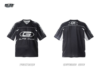 Mesh Sporty V-Neck Short Sleeve T-Shirt WN26438
