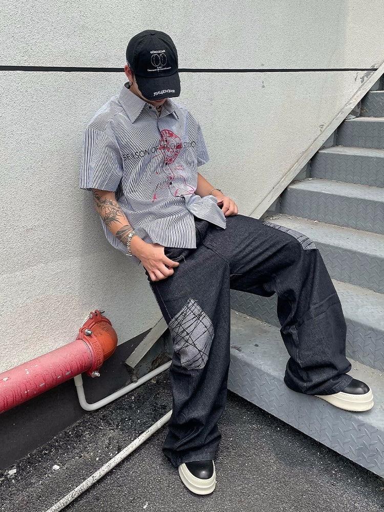 Washed Wide Leg Denim Jeans WN18843