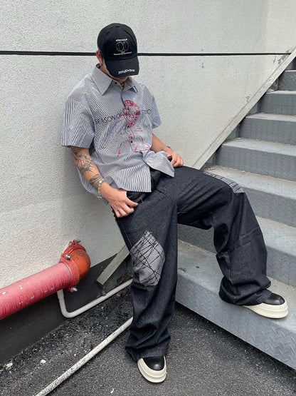 Washed Wide Leg Denim Jeans WN18843