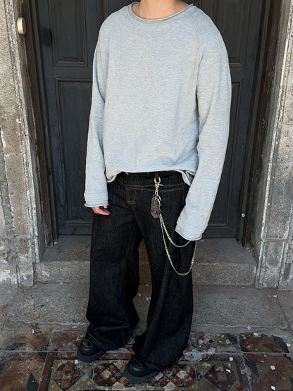 Raw Edge Oversize Long Sleeve T-Shirt WN24395
