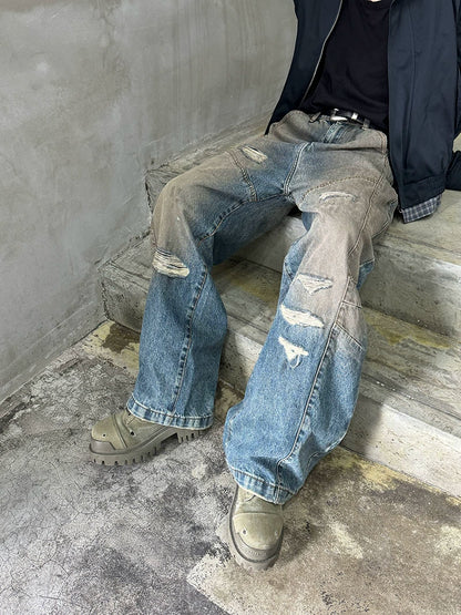 Damage Design Wide Leg Denim Jeans WN21169