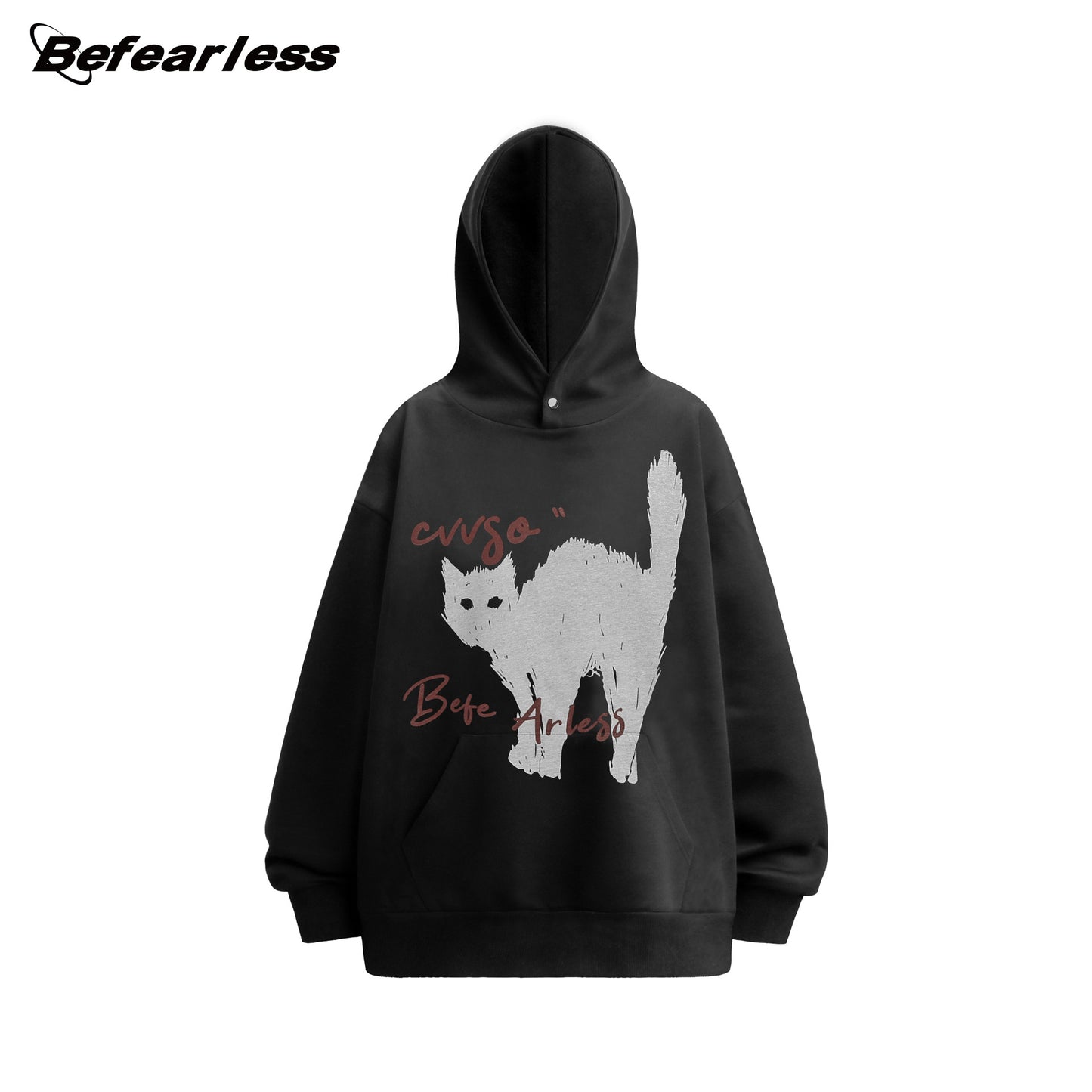 Cat Print Oversize Pullover Hoodie WN26368