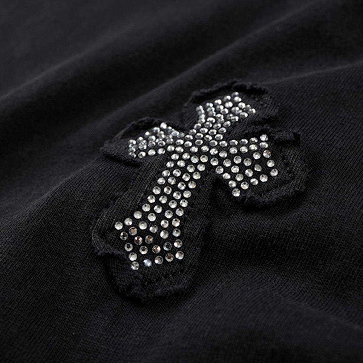 Cross Rhinestone Washed Damage Sleeveless T-Shirt WN25606