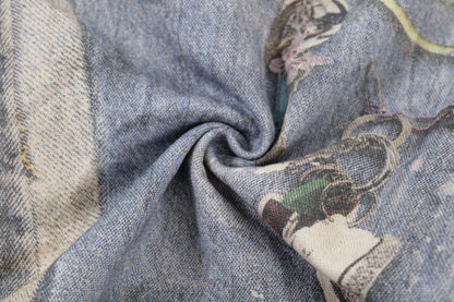 Washed Print Straight Denim Jeans WN12660