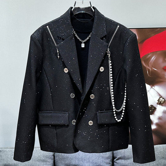 Sequin Metal Chain Tailored Jacket WN23853