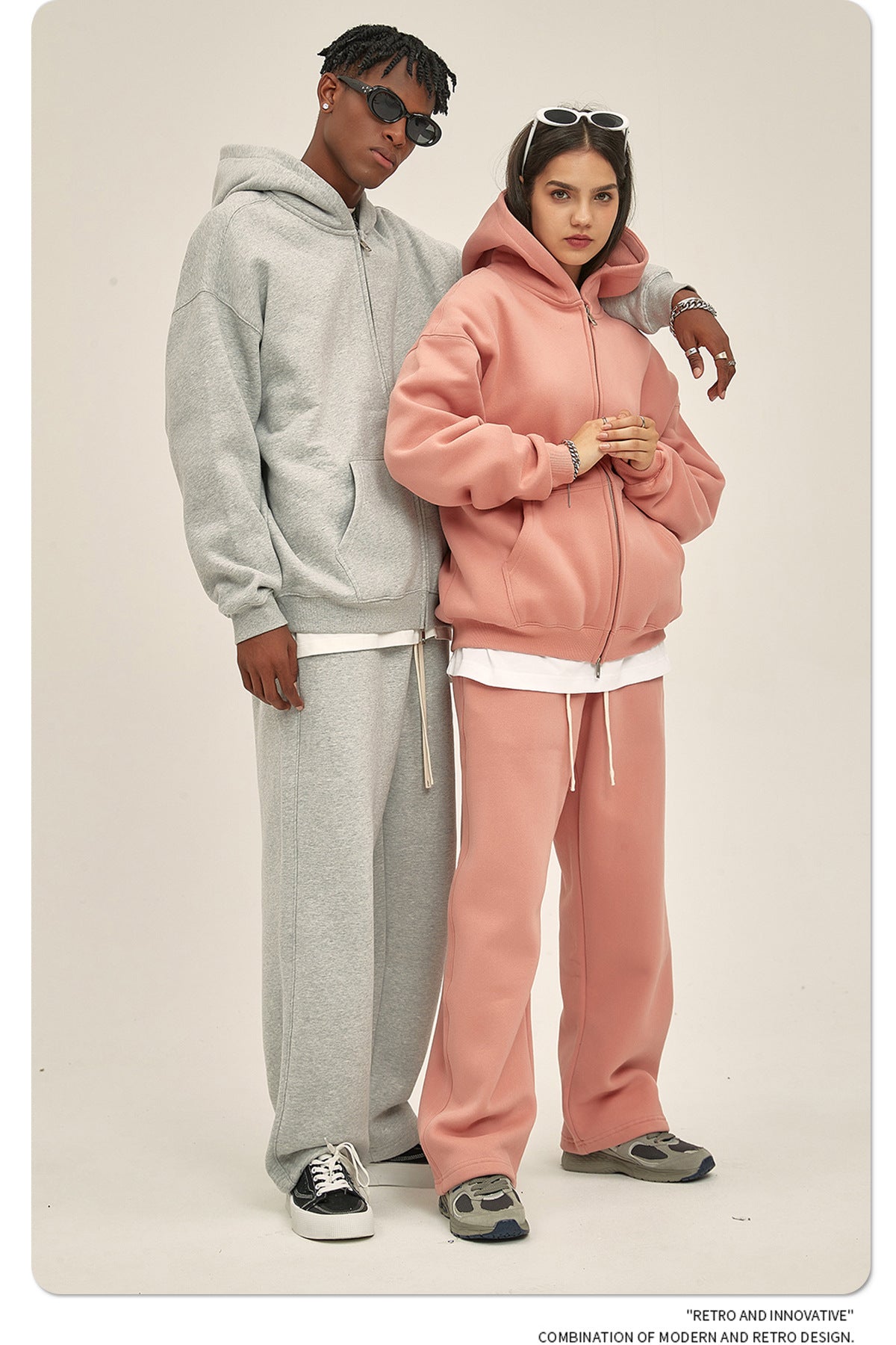 Oversize Heavyweight Zipper Hoodie & Heavyweight Sweatpants Setup WN6640