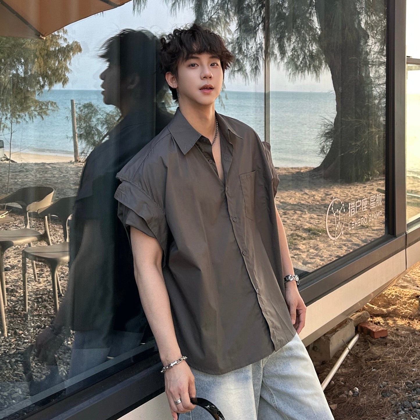 Oversize Rolled Short Sleeve Shirt WN25190