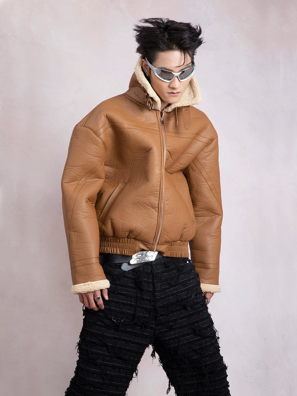 Fake Fur PU Leather Jacket WN9291